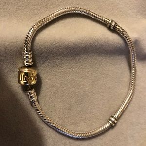 Pandora silver bracelet with 14k gold clasp